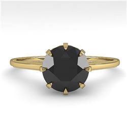 1.50 ctw Black Certified Diamond Engagment Ring 18k Yellow Gold - REF-66X2A