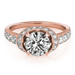 1.75 ctw Certified VS/SI Diamond Halo Ring 18k Rose Gold - REF-315A2N