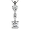 Image 1 : 2.5 ctw Princess Cut Diamond Designer Necklace 18K White Gold - REF-666N2F