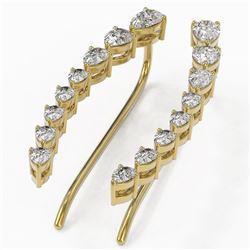 2.78 ctw Pear Cut Diamond Designer Earrings 18K Yellow Gold - REF-350F8M