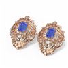 Image 3 : 12.57 ctw Tanzanite & Diamond Earrings 18K Rose Gold - REF-703M6G