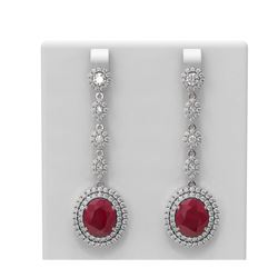 18.83 ctw Ruby & Diamond Earrings 18K White Gold - REF-600R2K