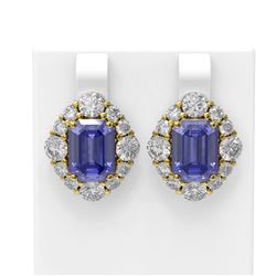 13.62 ctw Tanzanite & Diamond Earrings 18K Yellow Gold - REF-881A8N