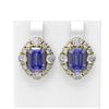 Image 1 : 13.62 ctw Tanzanite & Diamond Earrings 18K Yellow Gold - REF-881A8N