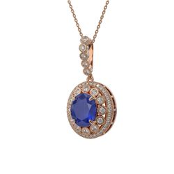 8.66 ctw Sapphire & Diamond Victorian Necklace 14K Rose Gold - REF-192K2Y