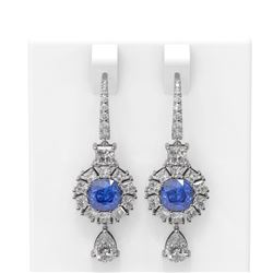 8.81 ctw Tanzanite & Diamond Earrings 18K White Gold - REF-890H9R
