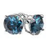 Image 3 : 3 ctw Certified Intense Blue Diamond Stud Earrings 10k White Gold - REF-355R9K