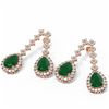 Image 3 : 15.49 ctw Emerald & Diamond Earrings 18K Rose Gold - REF-521A8N