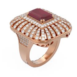 8.52 ctw Ruby & Diamond Ring 18K Rose Gold - REF-384X4A