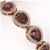 Image 3 : 17.44 ctw Garnet & Diamond Micro Pave Halo Bracelet 10k Rose Gold - REF-318Y2X