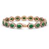Image 2 : 21.69 ctw Emerald & Diamond Micro Pave Halo Bracelet 10k Rose Gold - REF-336K4Y