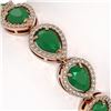 Image 3 : 21.69 ctw Emerald & Diamond Micro Pave Halo Bracelet 10k Rose Gold - REF-336K4Y