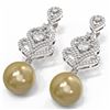 Image 3 : 1.91 ctw Diamond & Pearl Earrings 18K White Gold - REF-230K2Y