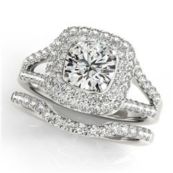 1.72 ctw Certified VS/SI Diamond 2pc Wedding Set Halo 14k White Gold - REF-182R6K