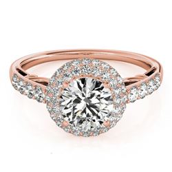 1.65 ctw Certified VS/SI Diamond Halo Ring 18k Rose Gold - REF-308X9A