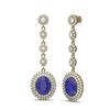 Image 2 : 18.83 ctw Sapphire & Diamond Earrings 18K Yellow Gold - REF-600F2M