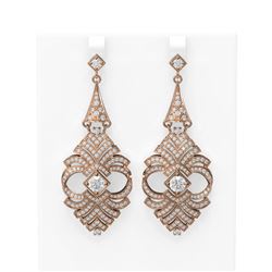 6.56 ctw Diamond Earrings 18K Rose Gold - REF-842R5K