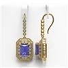 Image 2 : 11.66 ctw Tanzanite & Diamond Victorian Earrings 14K Yellow Gold - REF-672K8Y