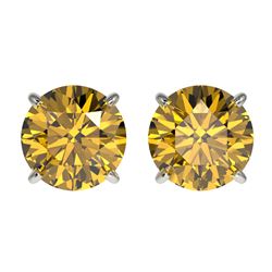 2.04 ctw Certified Intense Yellow Diamond Stud Earrings 10k White Gold - REF-294A5N