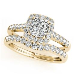 1.45 ctw Certified VS/SI Cushion Diamond 2pc Set Halo 14k Yellow Gold - REF-187M6G