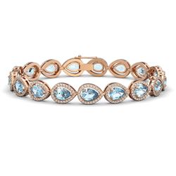16.59 ctw Sky Topaz & Diamond Micro Pave Halo Bracelet 10k Rose Gold - REF-318R2K