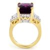 Image 2 : 9.55 ctw Amethyst & Diamond Ring 10k Yellow Gold - REF-90G2W