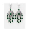 Image 1 : 20.7 ctw Emerald & Diamond Earrings 18K White Gold - REF-527N3F