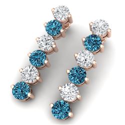 6 ctw Certified SI/I Intense Blue Diamond Earrings 18K Rose Gold - REF-555Y2X