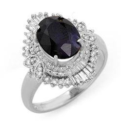 3.01 ctw Blue Sapphire & Diamond Ring 18k White Gold - REF-74F4M