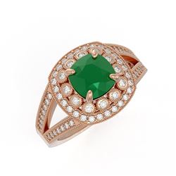 2.69 ctw Certified Emerald & Diamond Victorian Ring 14K Rose Gold - REF-104F9M
