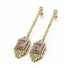 Image 3 : 11.59 ctw Morganite & Diamond Earrings 18K Yellow Gold - REF-527Y3X