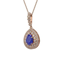 4.97 ctw Sapphire & Diamond Victorian Necklace 14K Rose Gold - REF-160R2K