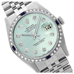 Rolex Men's Stainless Steel, QuickSet, Diam Dial & Diam/Sapphire Bezel - REF-545K3T