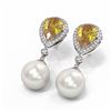 Image 3 : 6.43 ctw Canary Citrine & Diamond Earrings 18K White Gold - REF-133F3M