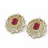 Image 3 : 18.43 ctw Ruby & Diamond Earrings 18K Yellow Gold - REF-890X9A