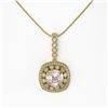 Image 2 : 5.83 ctw Morganite & Diamond Victorian Necklace 14K Yellow Gold - REF-209K3Y