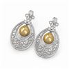 Image 1 : 6.5 ctw Mixed Cut Diamond with Pearl Earrings 18K White Gold - REF-783G3W