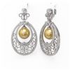 Image 3 : 6.5 ctw Mixed Cut Diamond with Pearl Earrings 18K White Gold - REF-783G3W
