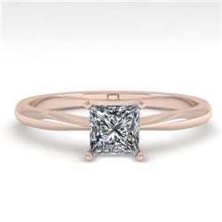 0.55 ctw Princess Cut VS/SI Diamond Engagment Ring 18k Rose Gold - REF-71W2H