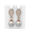 Image 1 : 2.03 ctw Diamond & Pearl Earrings 18K Rose Gold - REF-219N5F
