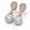 Image 3 : 2.03 ctw Diamond & Pearl Earrings 18K Rose Gold - REF-219N5F