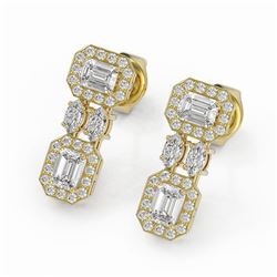 2 ctw Emerald & Marquise Cut Diamond Earrings 18K Yellow Gold - REF-327G6W