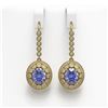 Image 1 : 9.47 ctw Tanzanite & Diamond Victorian Earrings 14K Yellow Gold - REF-315W6H