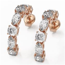 3.64 ctw Cushion Cut Diamond Designer Earrings 18K Rose Gold - REF-396R4K