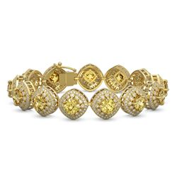28.35 ctw Canary Citrine & Diamond Victorian Bracelet 14K Yellow Gold - REF-805H5R