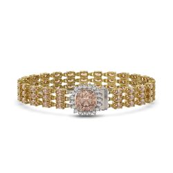 27.48 ctw Morganite & Diamond Bracelet 14K Yellow Gold - REF-402R9K