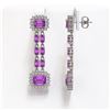 Image 2 : 10.36 ctw Amethyst & Diamond Earrings 14K White Gold - REF-191H3R