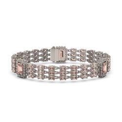 26.13 ctw Morganite & Diamond Bracelet 14K White Gold - REF-472F8M