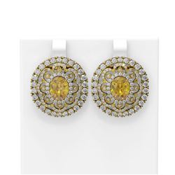 11.3 ctw Canary Citrine & Diamond Earrings 18K Yellow Gold - REF-443R8K