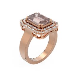5.57 ctw Morganite & Diamond Ring 18K Rose Gold - REF-338H2R